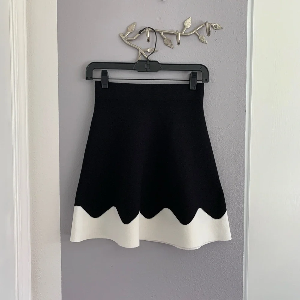 Zara Two-Tone Knit Mini A-Line Skirt - Picture 3 of 9